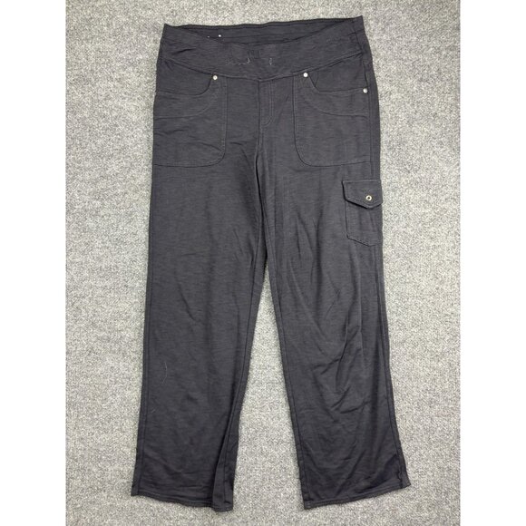 KÜHL Pants Womens 12 Short Charcoal Gray Cargo Stretch Pull-On Travel Utility - Picture 1 of 8